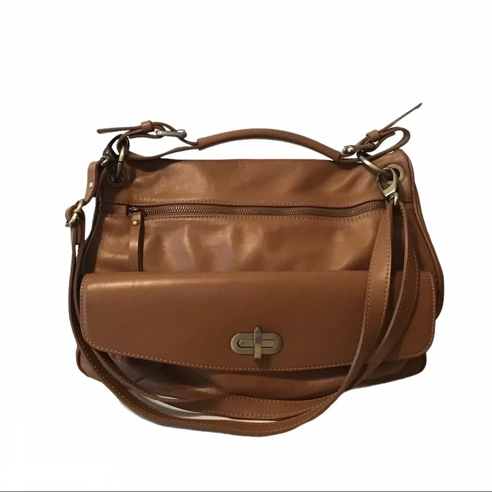 Pulicati Italian Leather Camel Color Handbag - Picture 1 of 13